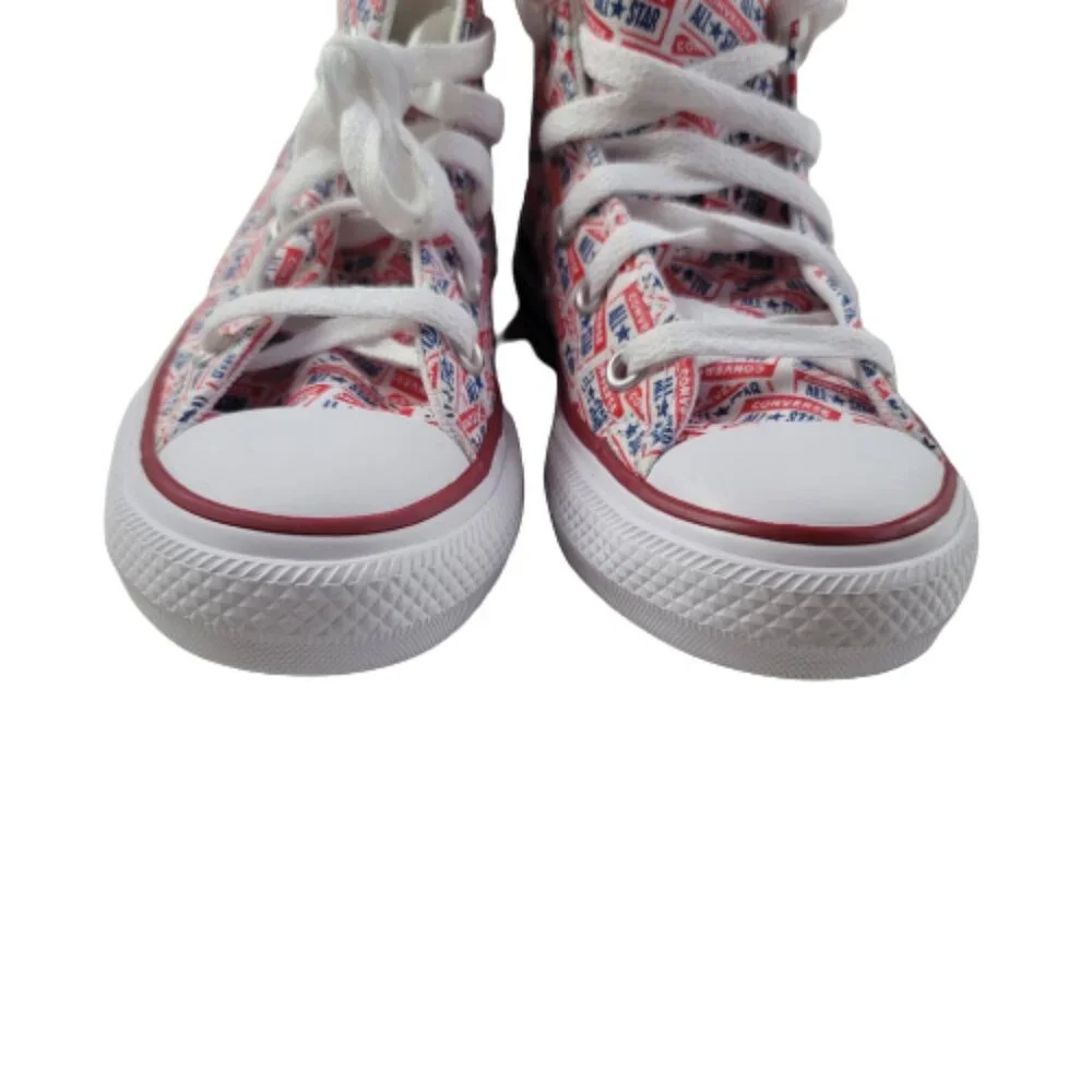 Converse Chuck Taylor All Star Hi Red White Blue Print Sneakers Size 12 NIB